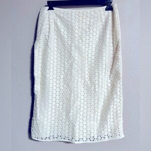 Vintage Louis Feraud eyelet ace overlay pencil skirt F40/D38